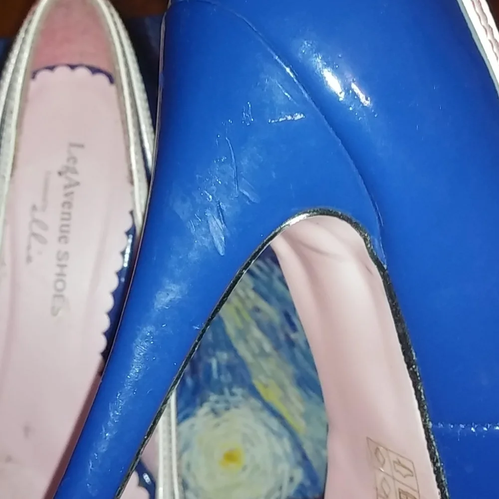 Leg Avenue Blue White Red Anchor Peep-Toe Heels